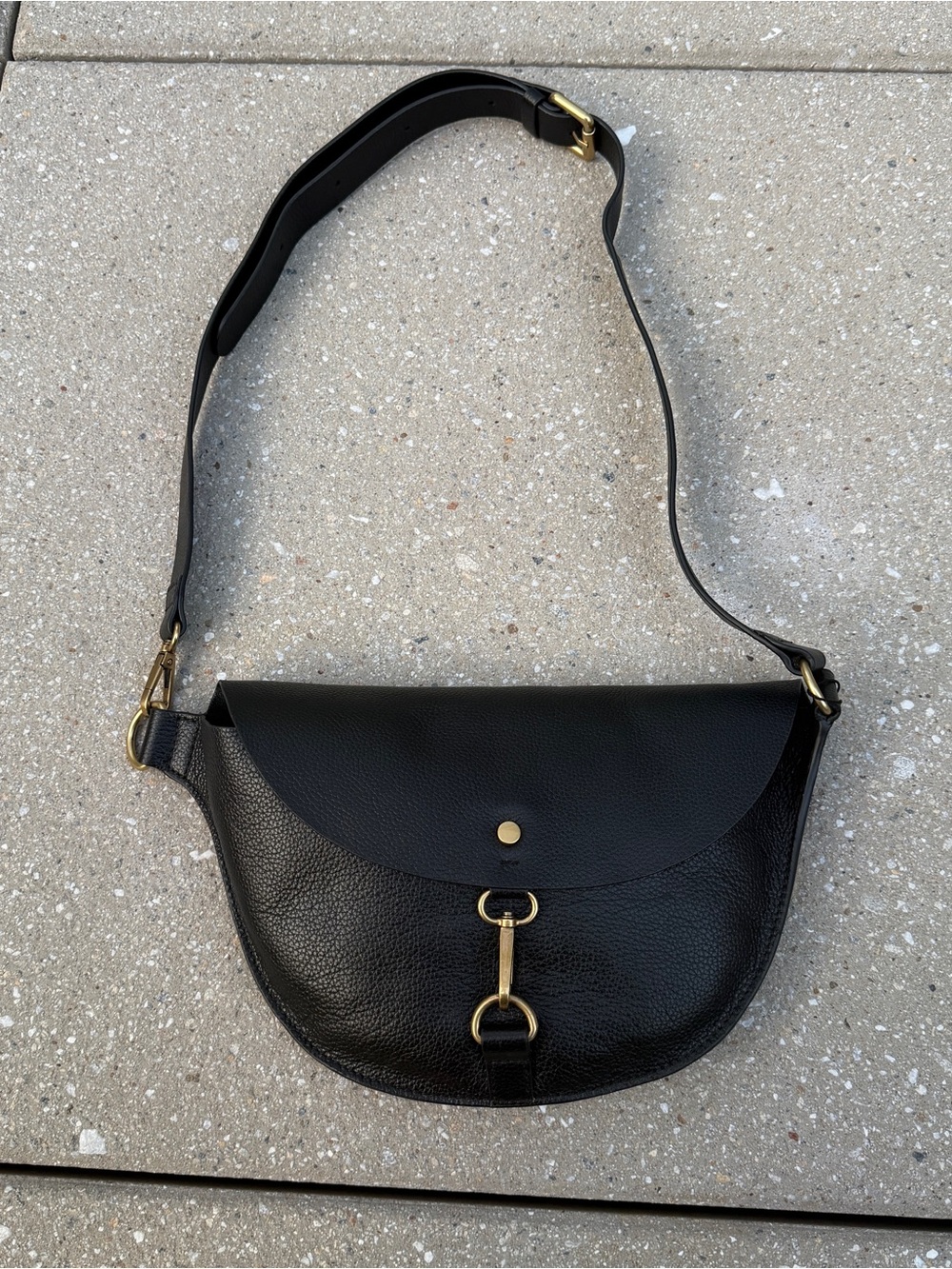 Classic Black Leather Crossbody Belt Bag - Banana Republic